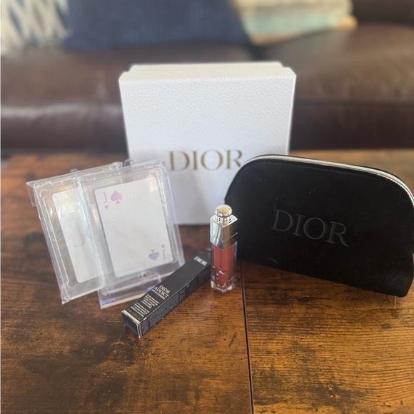 Dior NEW Beauty BUNDLE Beauty Bag, Lip Max, & (2) Joy Playing Cards - Picture 2 of 8